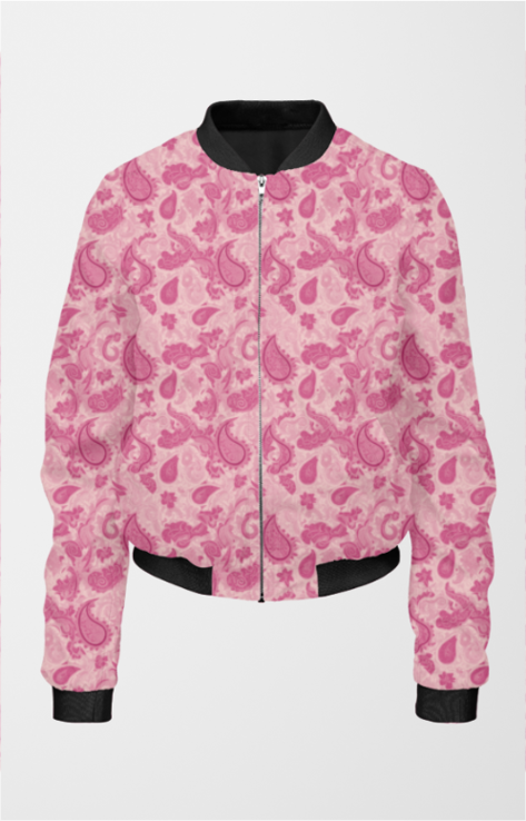 Women's Bomber Jacket - Pink Paisley