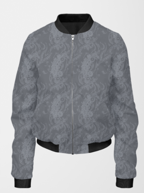 Women's Bomber Jacket - Abstract Grey