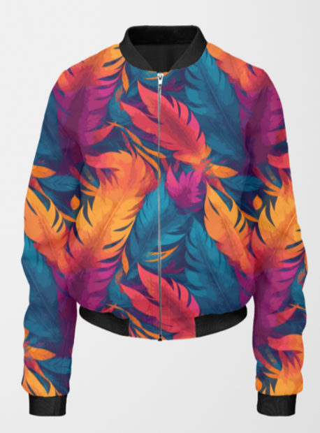 Women's Bomber Jacket - Feathers