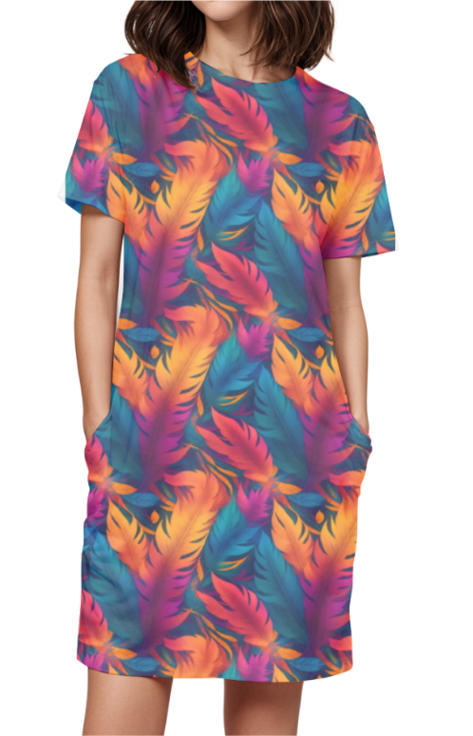 Women's Classic T-Dress - Feathers