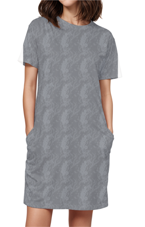 Women's Classic T-Dress - Abstract Grey