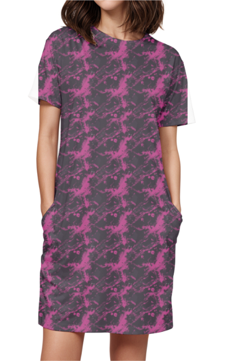 Women's Classic T-Dress - Abstract Pink