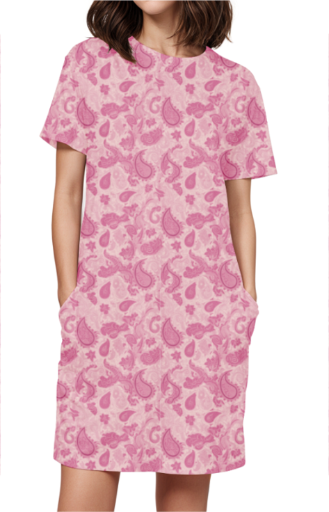 Women's Classic T-Dress - Pink Paisley