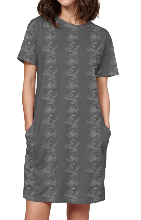 Women's Classic T-Dress - Abstract Charcoal