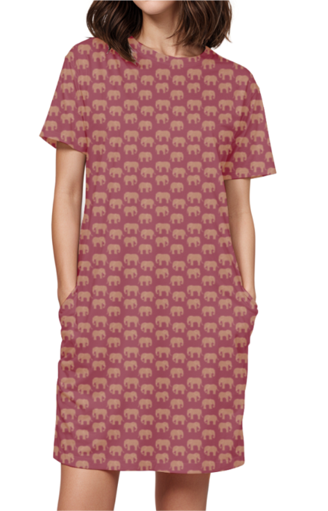 Women's Classic T-Dress - Elephant Print