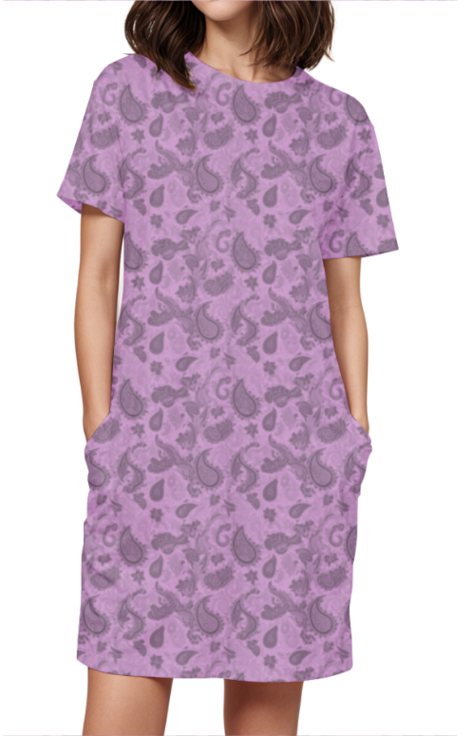 Women's Classic T-Dress - Purple Paisley