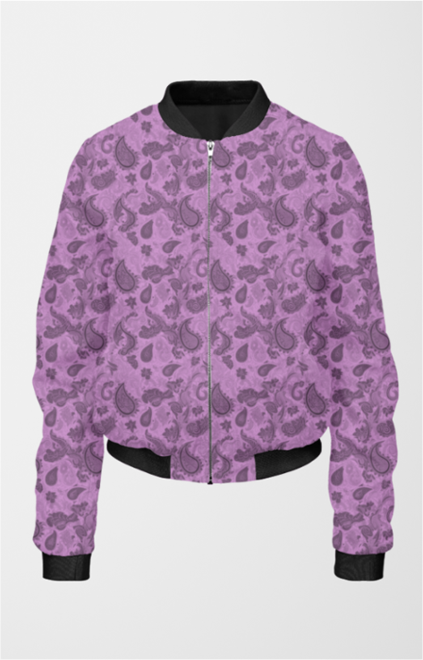 Women's Bomber Jacket - Purple Paisley