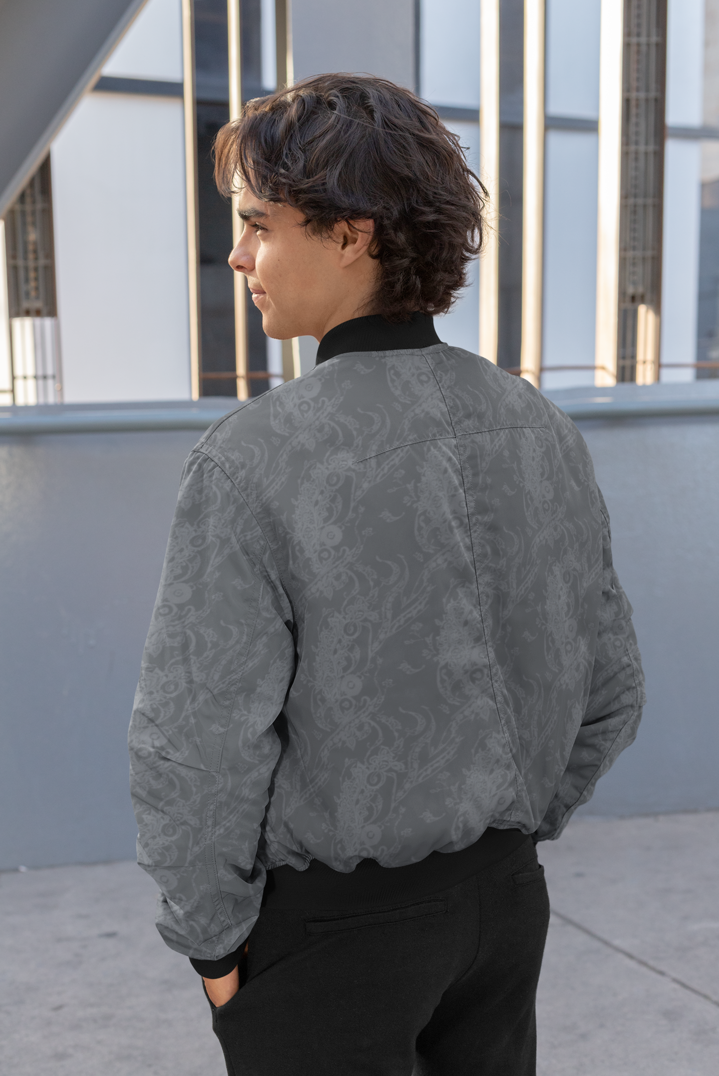 Men's Bomber Jacket - Abstract Grey