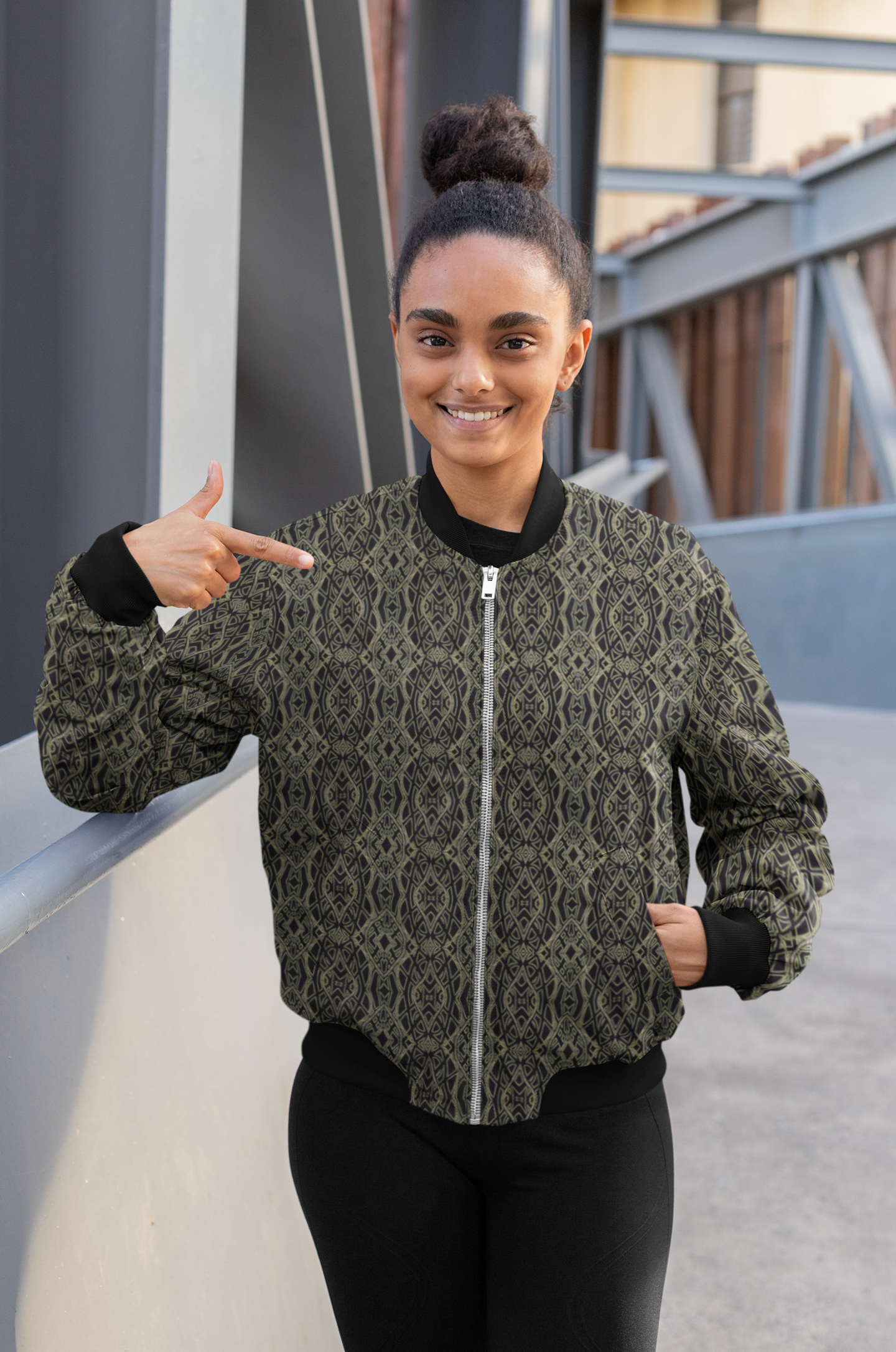 Women's Bomber Jacket - Black & White 1