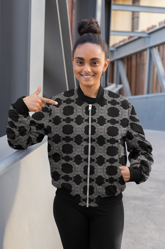 Women's Bomber Jacket - Black & White 3