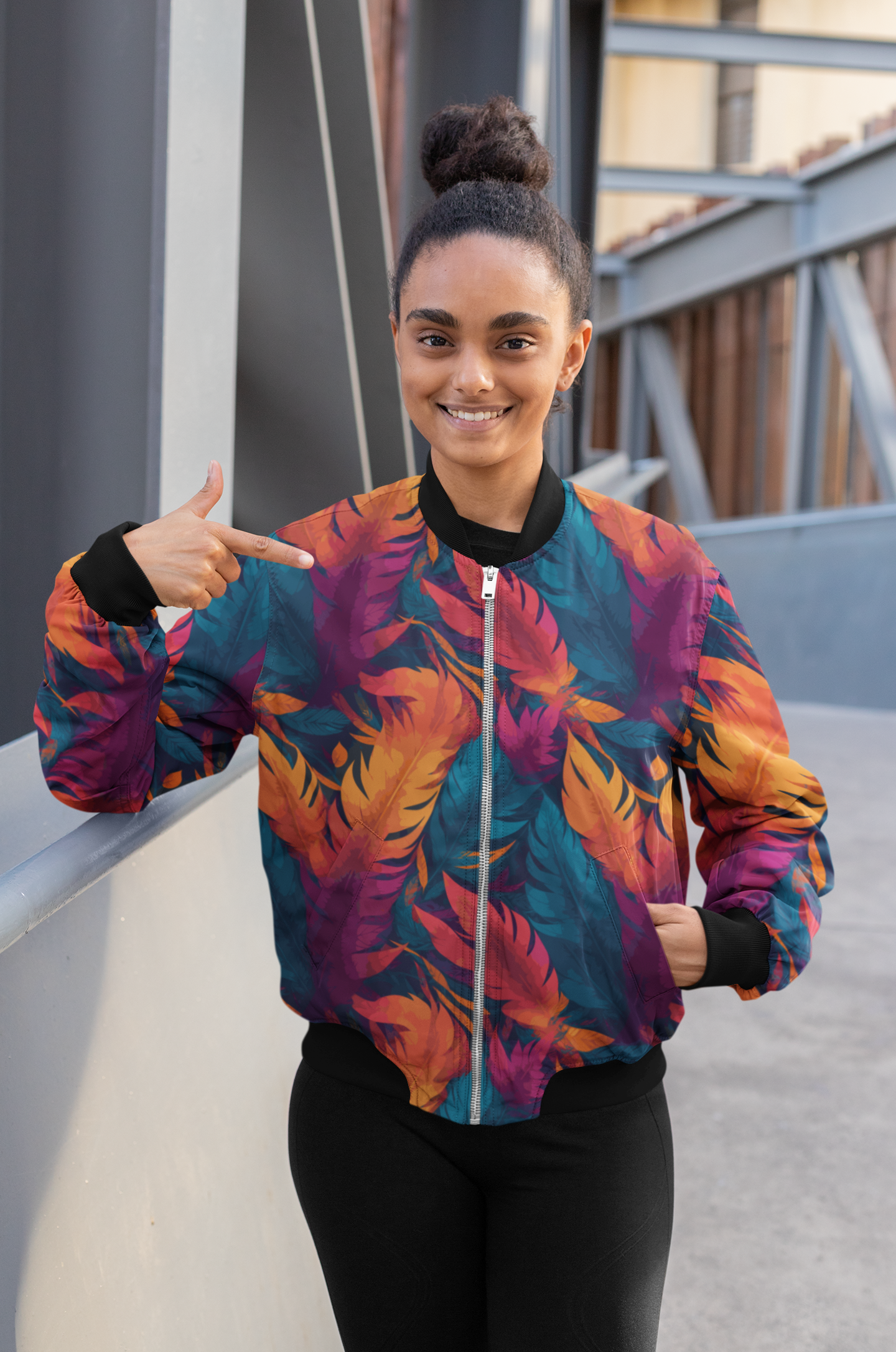 Women's Bomber Jacket - Feathers