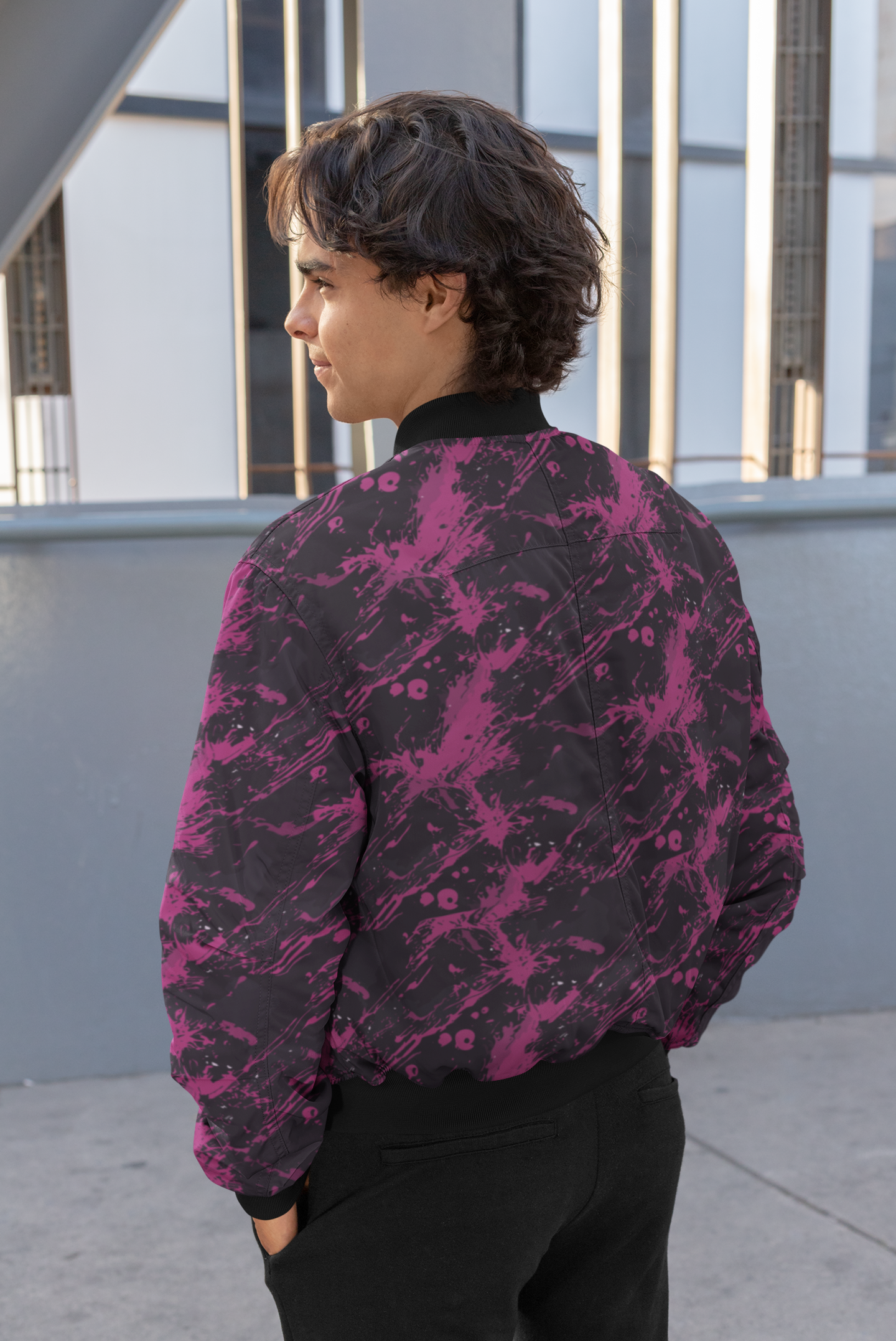 Men's Bomber Jacket - Pink Art 3