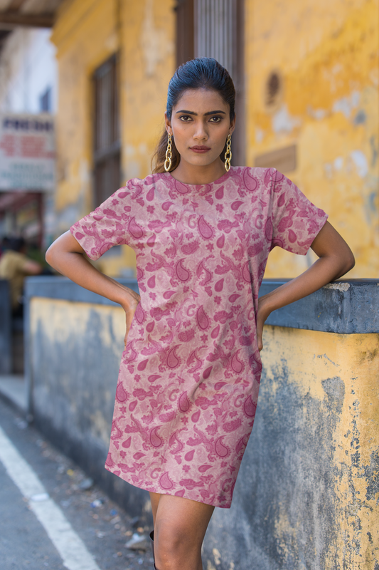 Women's Classic T-Dress - Pink Paisley