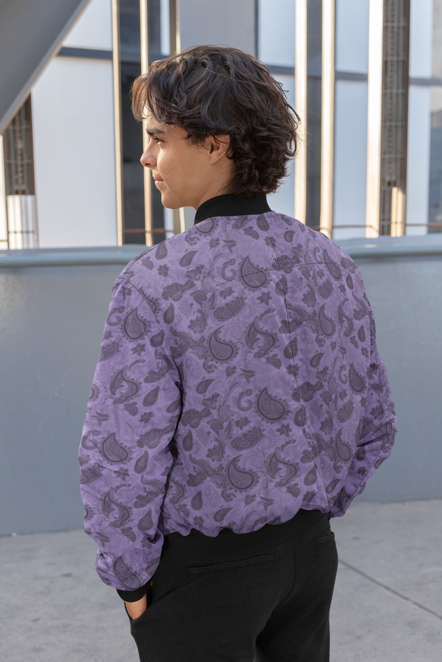 Men's Bomber Jacket - Purple Paisley 1