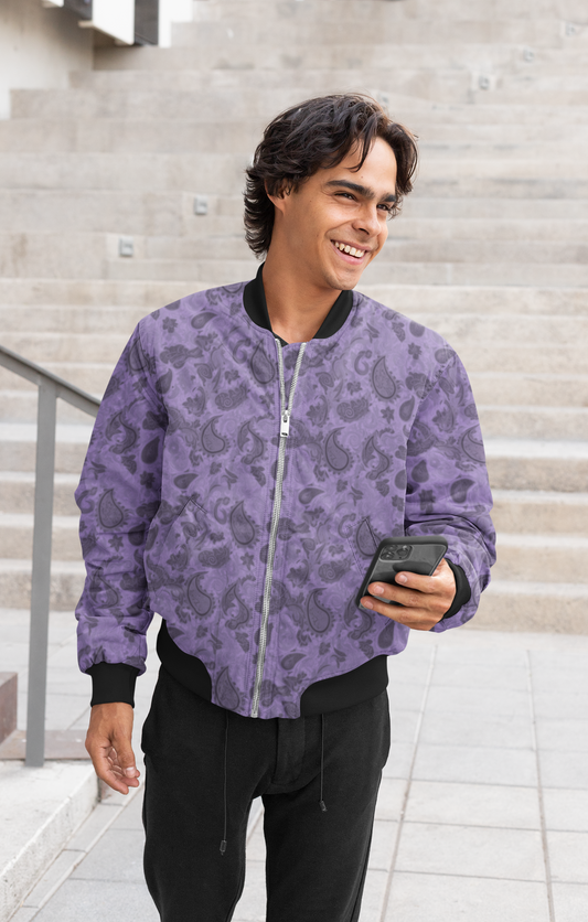 Men's Bomber Jacket - Purple Paisley 1