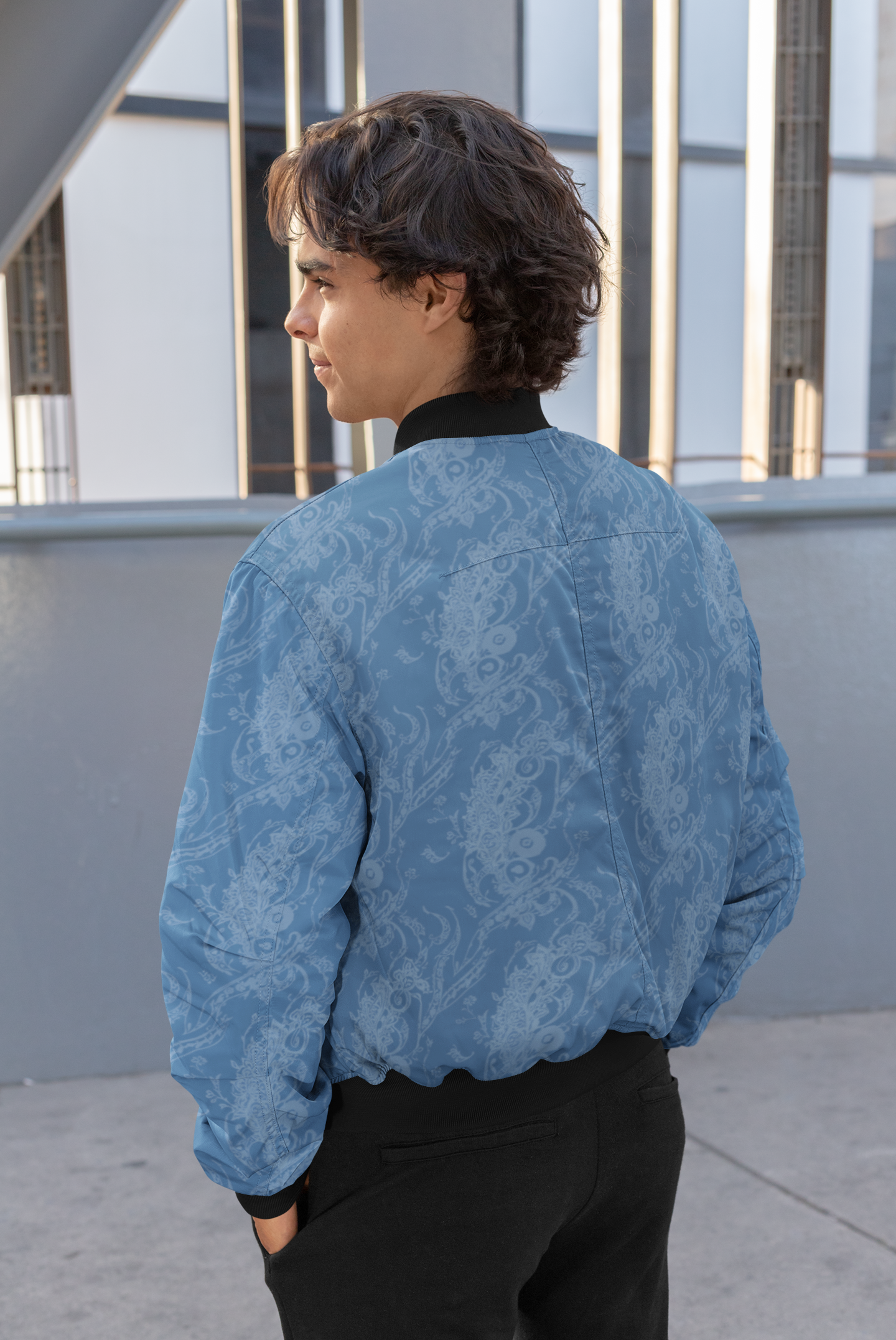 Men's Bomber Jacket - Blue Abstract 1