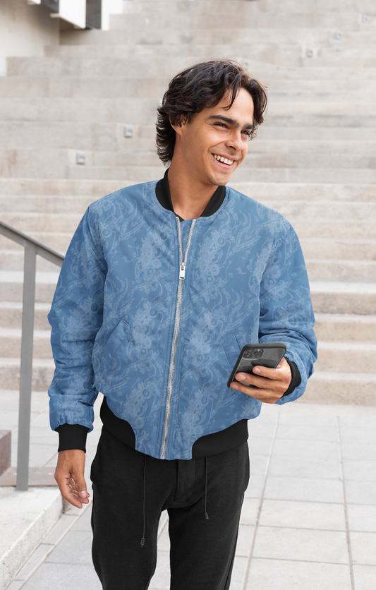 Men's Bomber Jacket - Blue Abstract 1