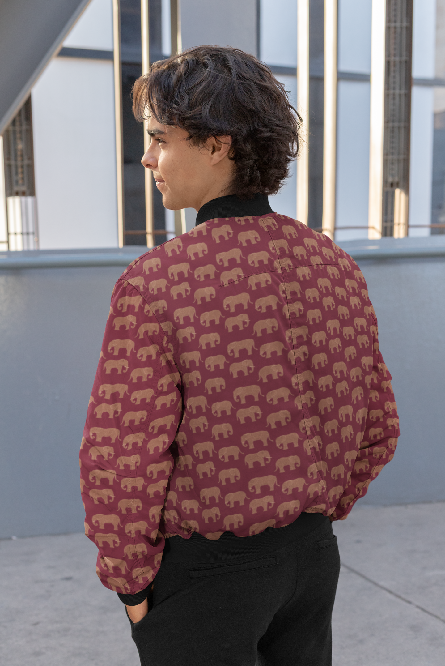 Men's Bomber Jacket - Elephant Pattern 1