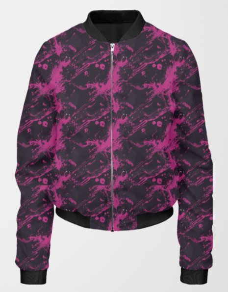 Woman's Bomber Jacket - Pink Art 3