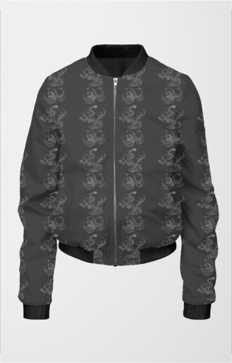 Woman's Bomber Jacket - Charcoal Abstract 1