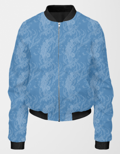 Woman's Bomber Jacket - Blue Abstract 1