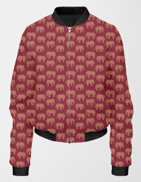 Woman's Bomber Jacket - Elephant Pattern 1