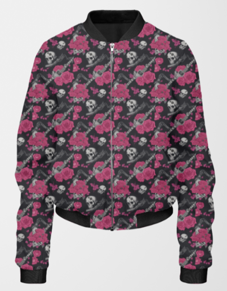 Woman's Bomber Jacket - Sugar Skull 1